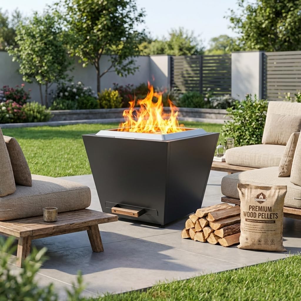 Smokeless Fire Pit, Portable Outdoor Firepits 35 inch, Pellet Fire Pits for Outside Wood Burning Carry Handle for