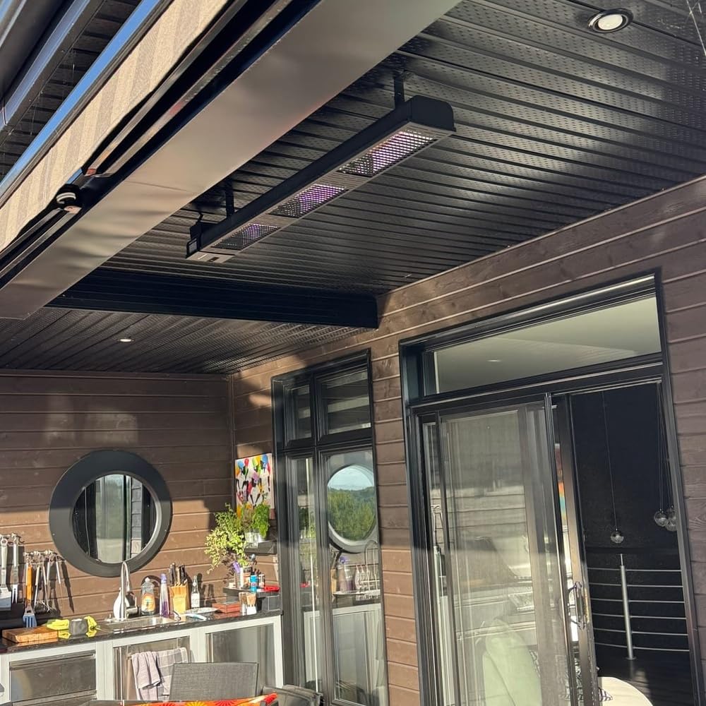 Infrared Outdoor Patio Heater, 4500W Carbon Fiber Heating for Porch, Deck, Garage with Remote 24 Hours Timer, Hard