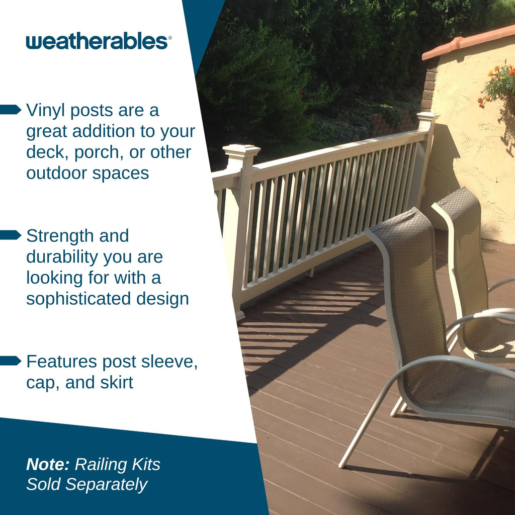 Vinyl Railing Posts, Vinyl Post Kit 4 in. x 4 in. x 39 in. (Tan)