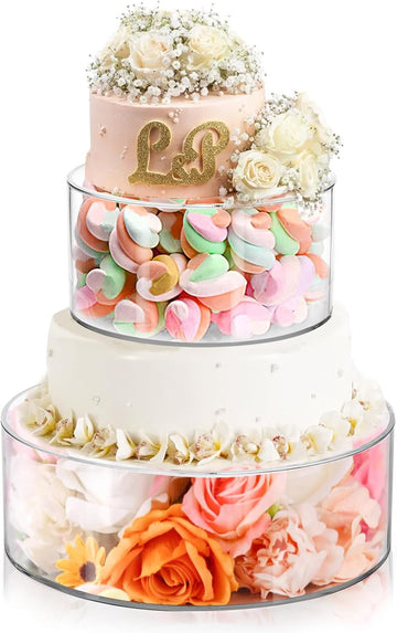 Clear Acrylic Fillable Cake Stand, Cake Tier Display Stand Cupcake Stand, 12 Inch & 8 Inch Round Cylinder - Set of 2