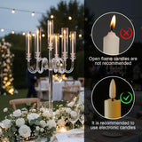 Acrylic Candelabra Centerpieces for Tables, 37.4in Tall 6 Arm Acrylic Candle Holder for Taper LED Candles, Clear