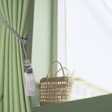 Tassel Curtain Tiebacks Handmade Curtain Tie Backs, Elegant Crystal Curtain Holdbacks Decor (Silver, 4P)