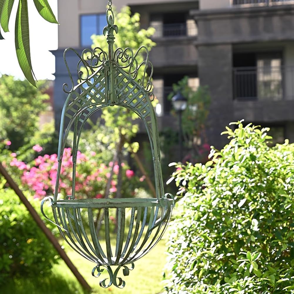 Large Hanging Planter for Outdoor Indoor Plants, 12.6-Inch Rustic Metal Hanging Basket for Farmhouse