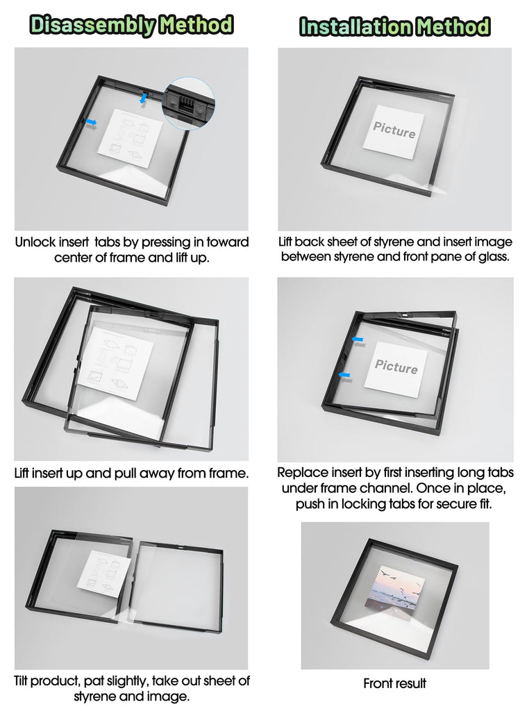 16x20 Black Aluminum Floating Picture Frame, 3 Pack