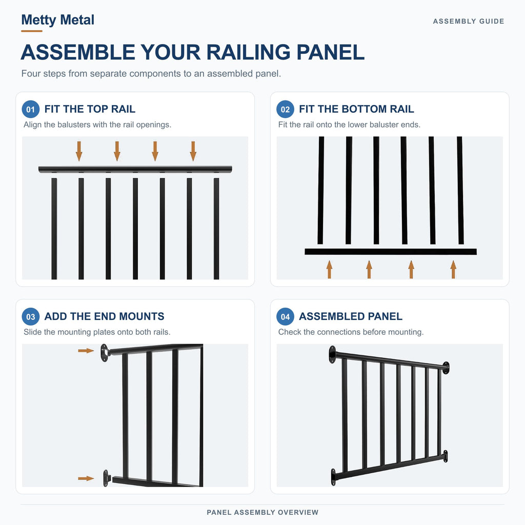 4 Ft Stainless Steel Deck Railing Kit, Black, Level
