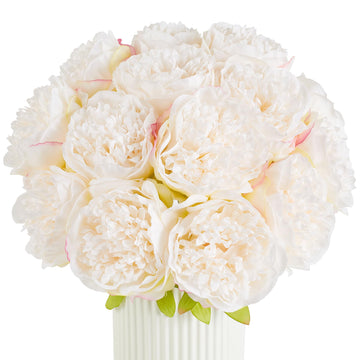 10PCS Artificial Peony, Real Touch Fake Silk Bouquet with Stems Mothers Day Wedding Party Centerpieces Table