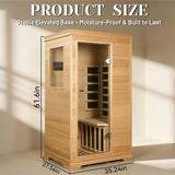 Royal Saunas 1-Person Infrared Indoor Sauna for Home, Compact Hemlock Dry Sauna with Low-EMF Heating, 960W/120V