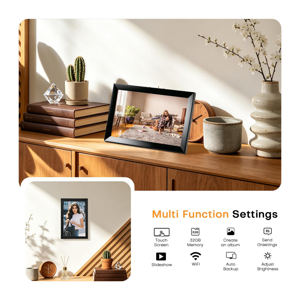 32GB Frameo 10.1 Inch Digital Picture Frame 1280x800 HD IPS