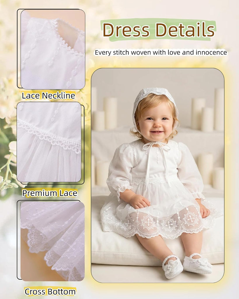 Flower Baby Girl Dresses Baptism Outfits with Shoes Set