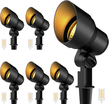 Low Voltage Landscape Spotlight, 12V LED Outdoor Spot Lights with 4W G4 Replaceable Bulb, Wired Waterproof Aluminum