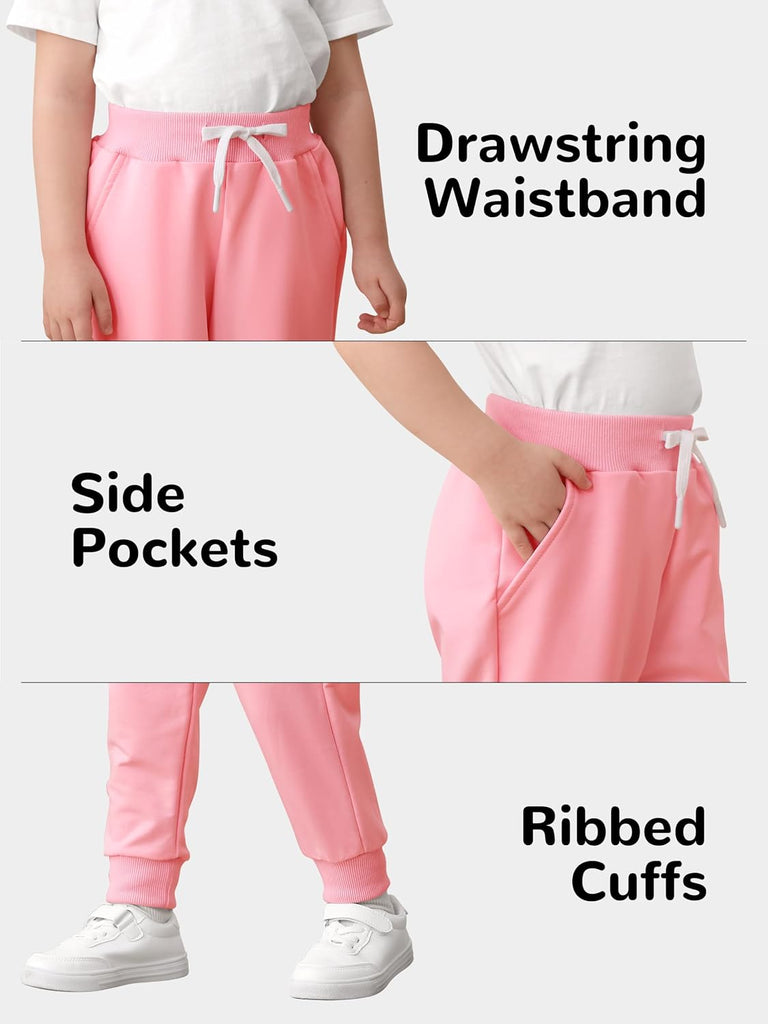 3 Packs Girls' Sweatpants Toddler Active Jogger Pants with Pockets