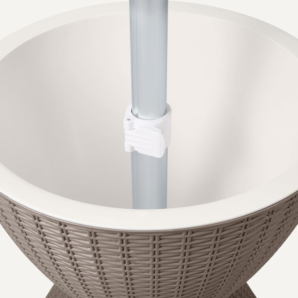 Patio Bar Table, Outdoor Cooler Table with Drain Hole, 8-Gallon Insulated Storage, Wicker Style, Weather-Resistant
