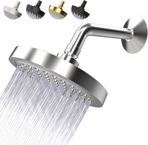 High Pressure Shower Head - Anti-Clogging Silicone Nozzles - 2.5 GPM Removable Restrictor