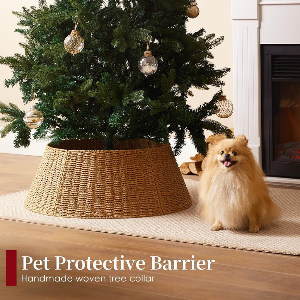 36in Extra Large Christmas Tree Collar - Wicker Woven Tree Collars for Artificial Trees - Large Rattan Rustic
