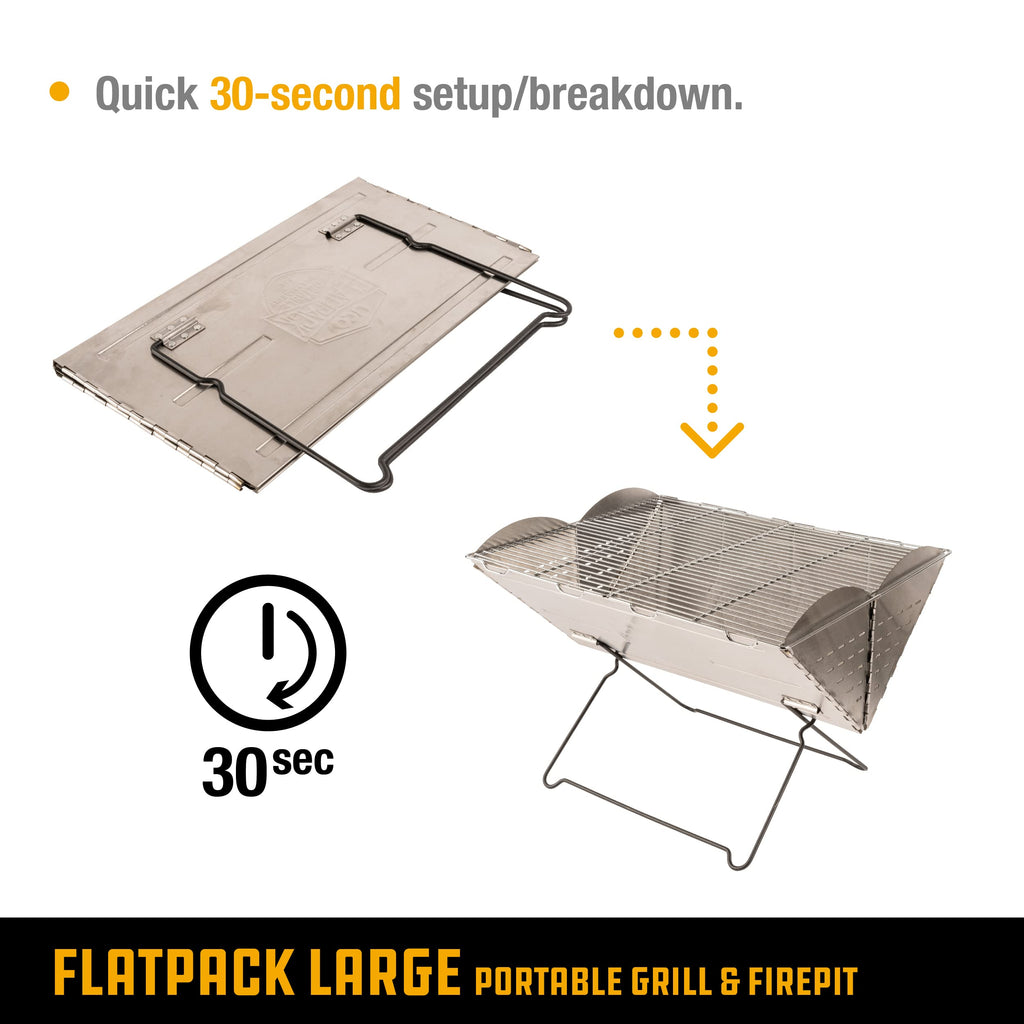 Flatpack Stainless Steel Portable Grill and Portable Fire Pit