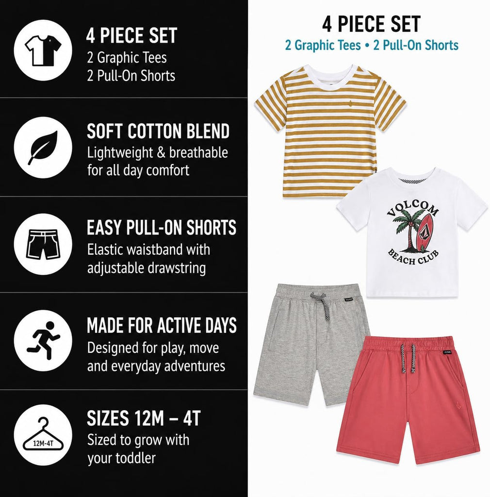 Baby Boys Piece Graphic Tees & Shorts Set, Matching Activewear