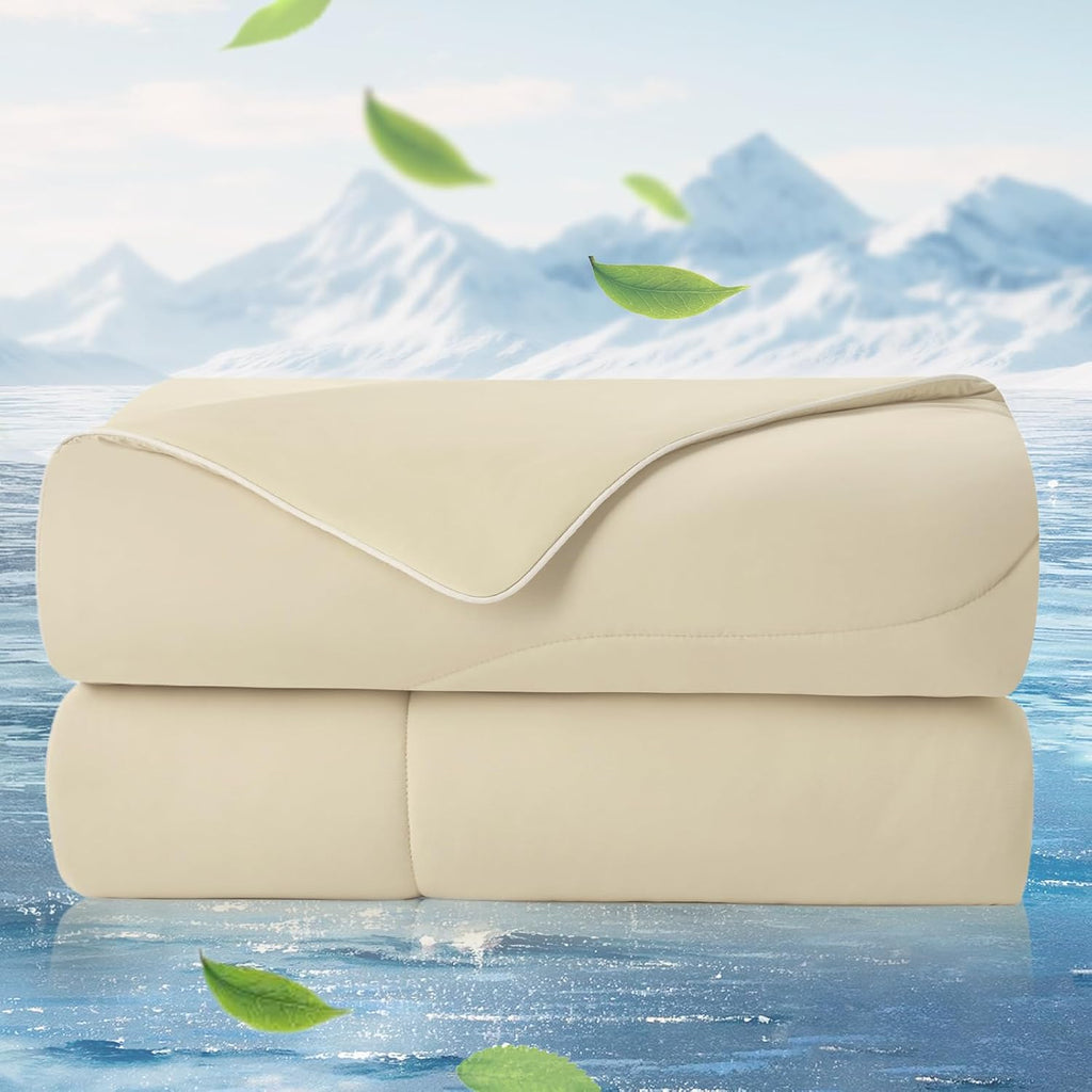 Cooling Comforter Twin x Sorona Viscose Natural Fiber, Reversible Silky Smooth Cooling Blanket with Q-Max>0.45 for