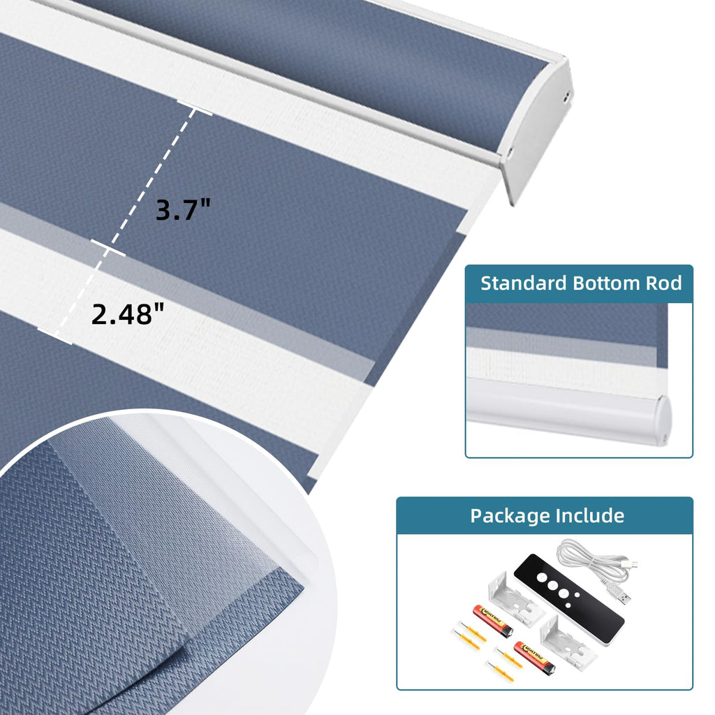 Motorized Zebra Shades Work with HomeKit, Alexa, Google Home, 90% Blackout Light Filtering Day Night Sheer Blinds