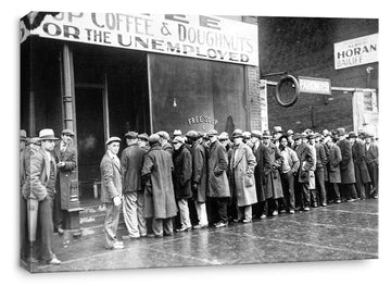 Canvas Print Wall - Unemployed Men Outside a Soup Kitchen During The Great Depression Chicago, 1931-24x16 inches