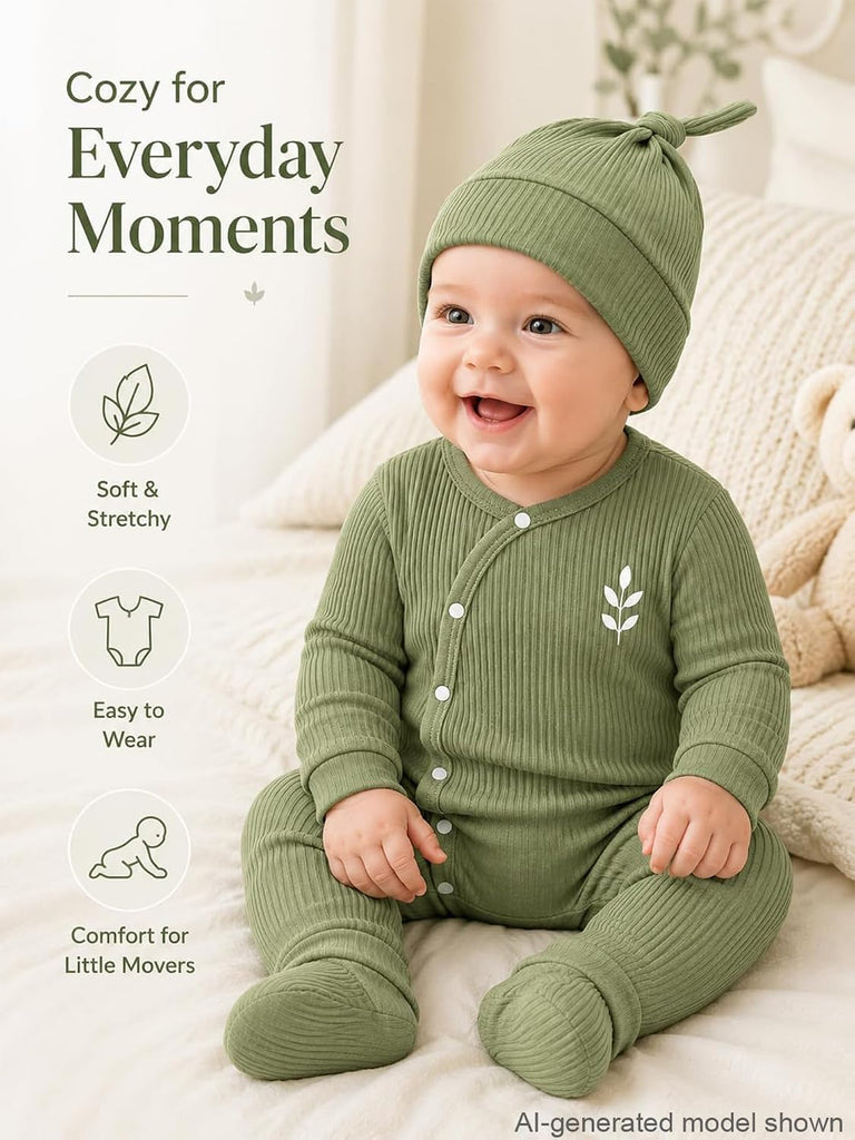 Baby Boy Piece Ribbed Romper Set