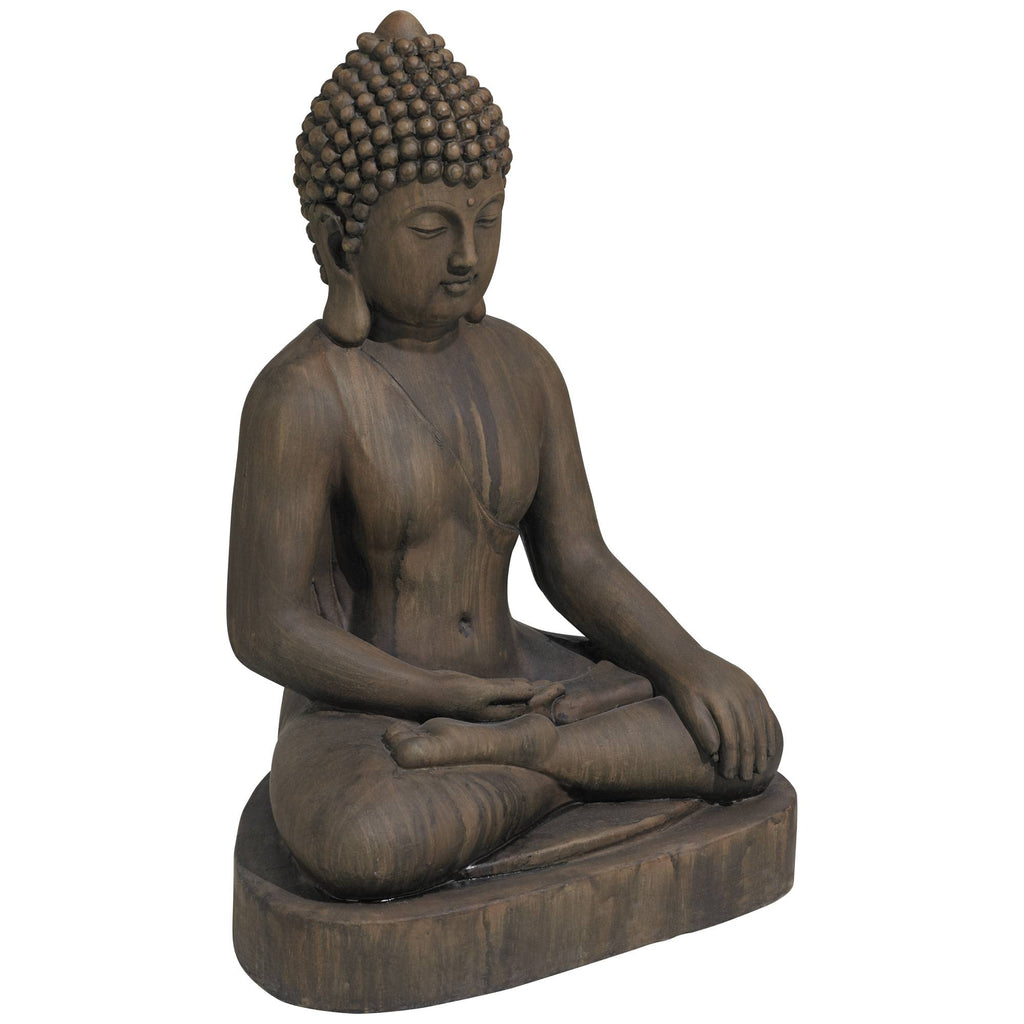 Sitting Buddha 29 1/2" High Dark Sandstone Outdoor Statue