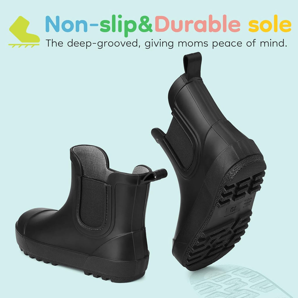 Toddler Kids Rubber Waterproof Chelsea Rain Boots for Boys & Girls