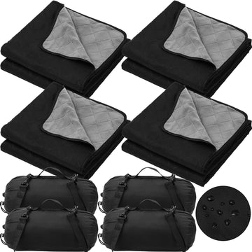 4 Pcs Waterproof Outdoor Stadium Blankets, 78 x 55 Inch, Black
