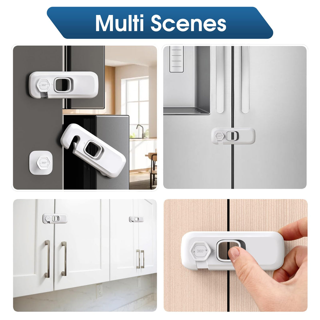 5 Pack Fridge Locks for Kids, Child Proof Refrigerator Lock with Sticky Adhesive Pads, Fridge Child Locks, RV