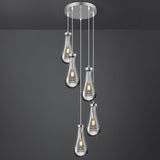 Raindrop Pendant Lights Kitchen Island Teardrop Chrome Hanging Light Fixtures Clear Solid Glass Pendant Light Modern Chandeliers for Dining Room Porch Corridor Living Room (5-Light) A121-B0CJF6N3LL