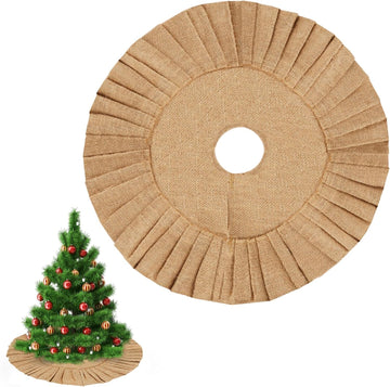 18 Inch Christmas Mini Tree Skirt Decorations Linen Burlap Small Tree Skirt Tree Mat for Xmas Pencil Trees Indoor