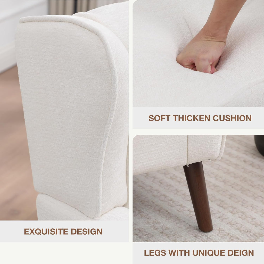 Accent Chair ,Mid Century Modern Wingback Chair ,Upholstered Armchair with Lounge Seat and Wood Legs Apartment Small