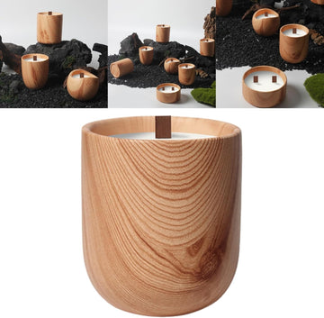 Nordic Pottery Vessel - Wooden Texture Ceramic Container for Scented Candle Crafting & Aromatherapy (3.15 x 3.54 in) - Set of 3