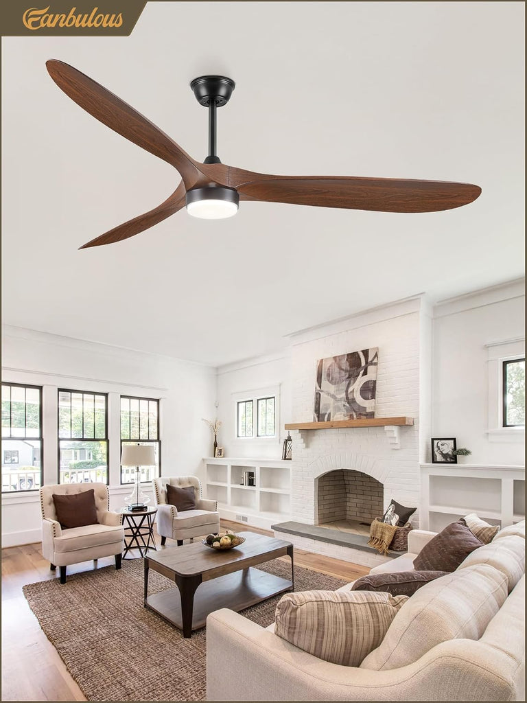 Inspired Maverick Style 70 inch Propeller Ceiling Fan With Light, Led Large Ceiling Fan with 6 Speeds, 3 ABS Wood Grain Blades Outdoor Ceiling Fans for Patios, Porch, Bedroom, 1/4/8H Timing- Deep Walnut A101-B0DJT2WV2T