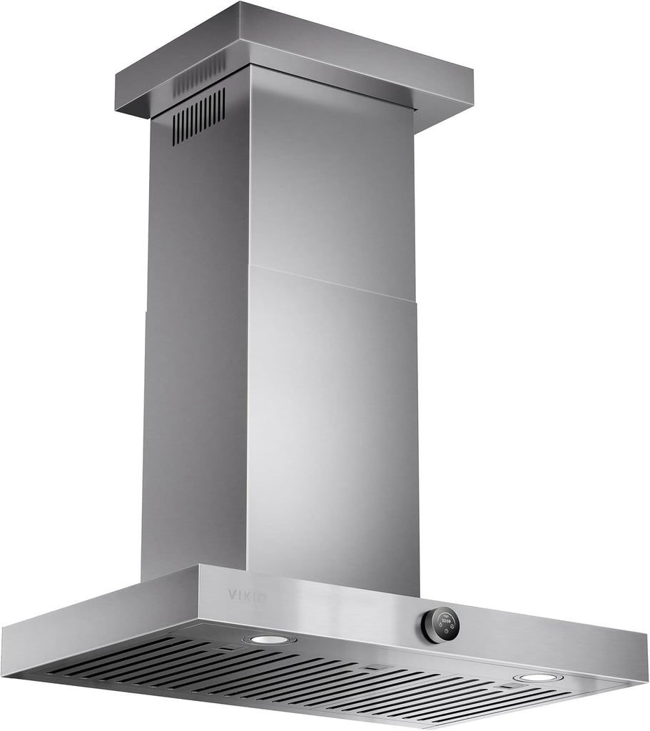 30 Inch Stainless Steel Wall Mount Range Hood 1200 CFM Low Noise Touch & Knob Control Baffle Filters, Convertible Ducted/Ductless Duct Cover Included