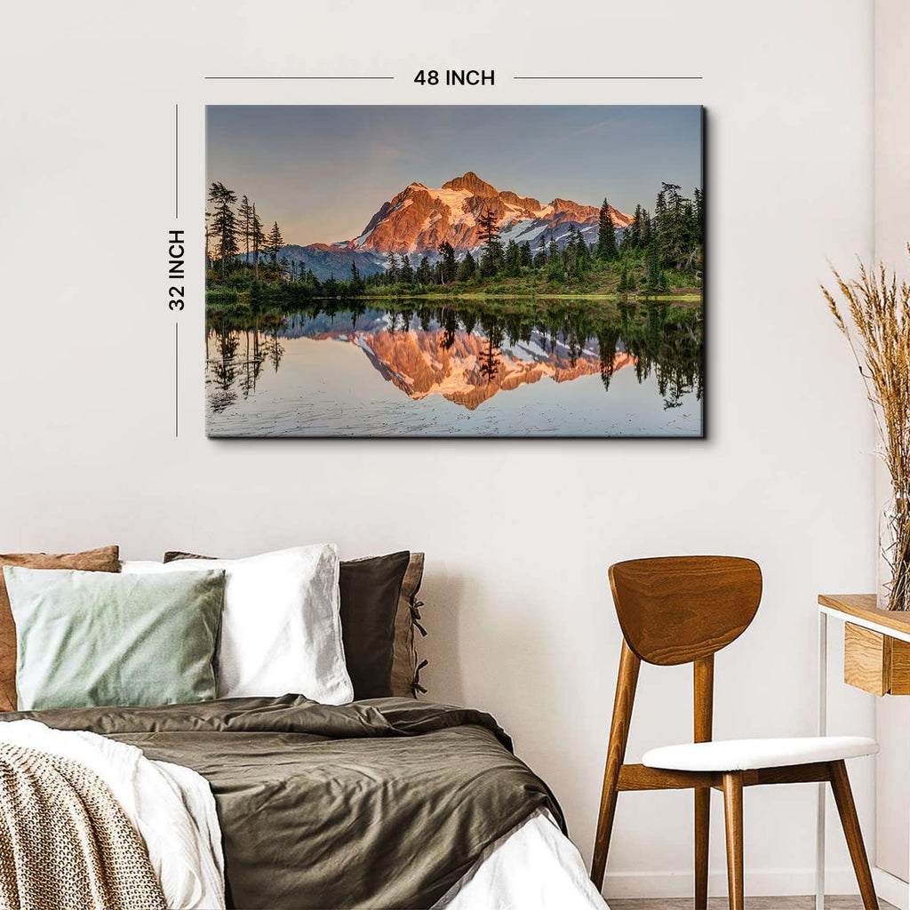 Nature Mountain Scenery Canvas Wall Art Home Decorations Mount Baker Washington Landscape Picture Wall Decor Sunset