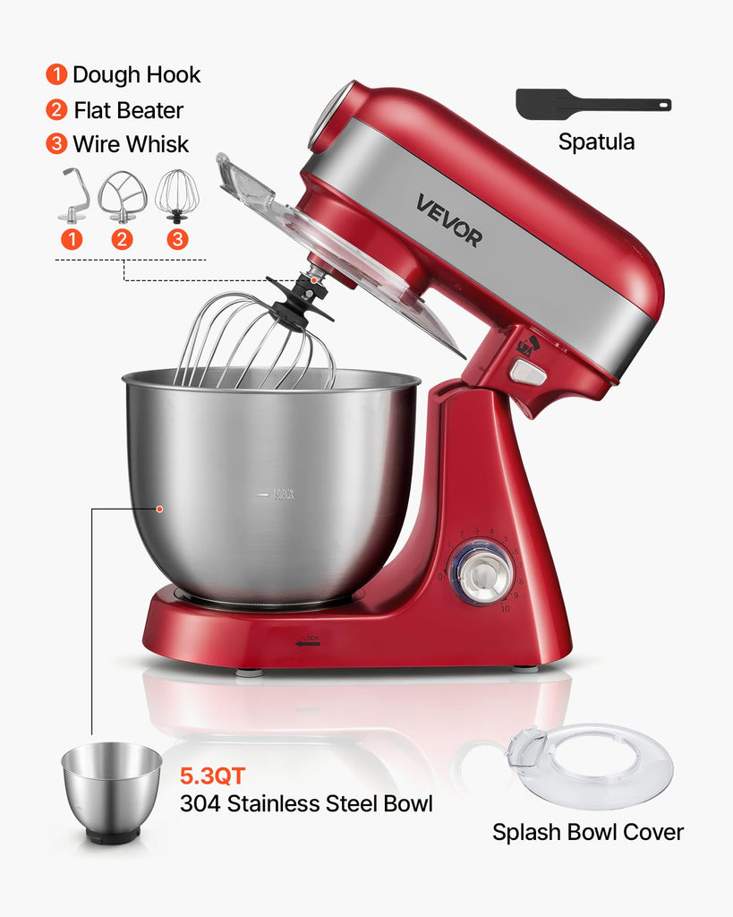 5.3 Qt Tilt Head Stand Mixer 400W Metal Electric Dough Mixer