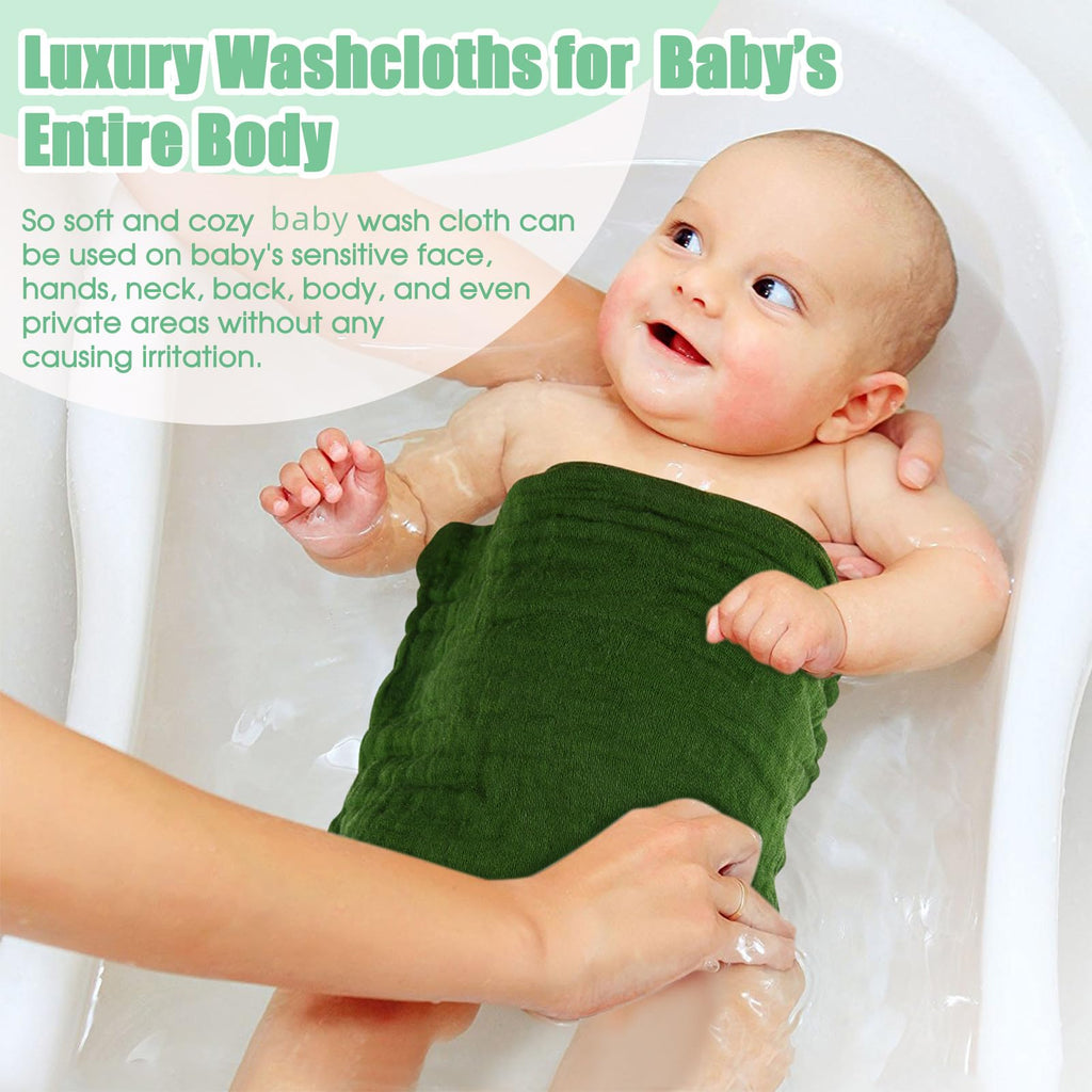 Baby Washcloths - Soft Face Cloths for Newborn, Absorbent Bath Face Towels, Baby Wipes, Burp Cloths or Face Towels
