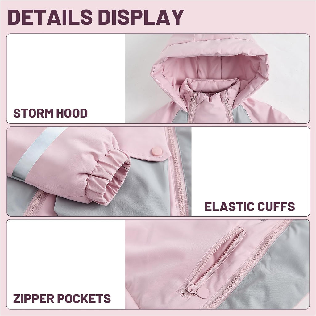 Kids 2 Piece Snowsuit Set Winter Hooded Puffer Jacket & Snow Bib Pants Ultralight Outfit Boy Girl Ski Suits