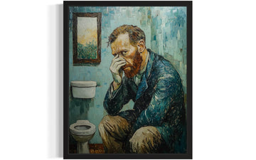 Van Gogh Funny Bathroom Framed Wall Art Print Poster, Famous Celebrity Vintage Funny Classical Clothespin, Humor