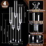 4 Pcs Acrylic Candelabra Centerpieces Candle Holder Crystal 5 Arm Candlesticks Holder with Acrylic Shade Pillar Taper
