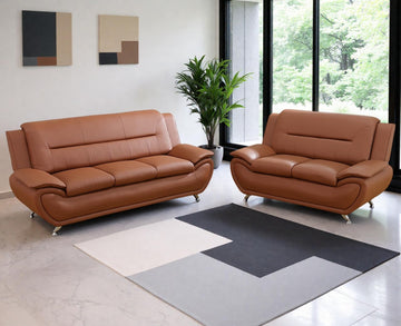 Leather Couches, Sofa Set, Furniture (B-Leather Orange, Sofa+Loveseat)