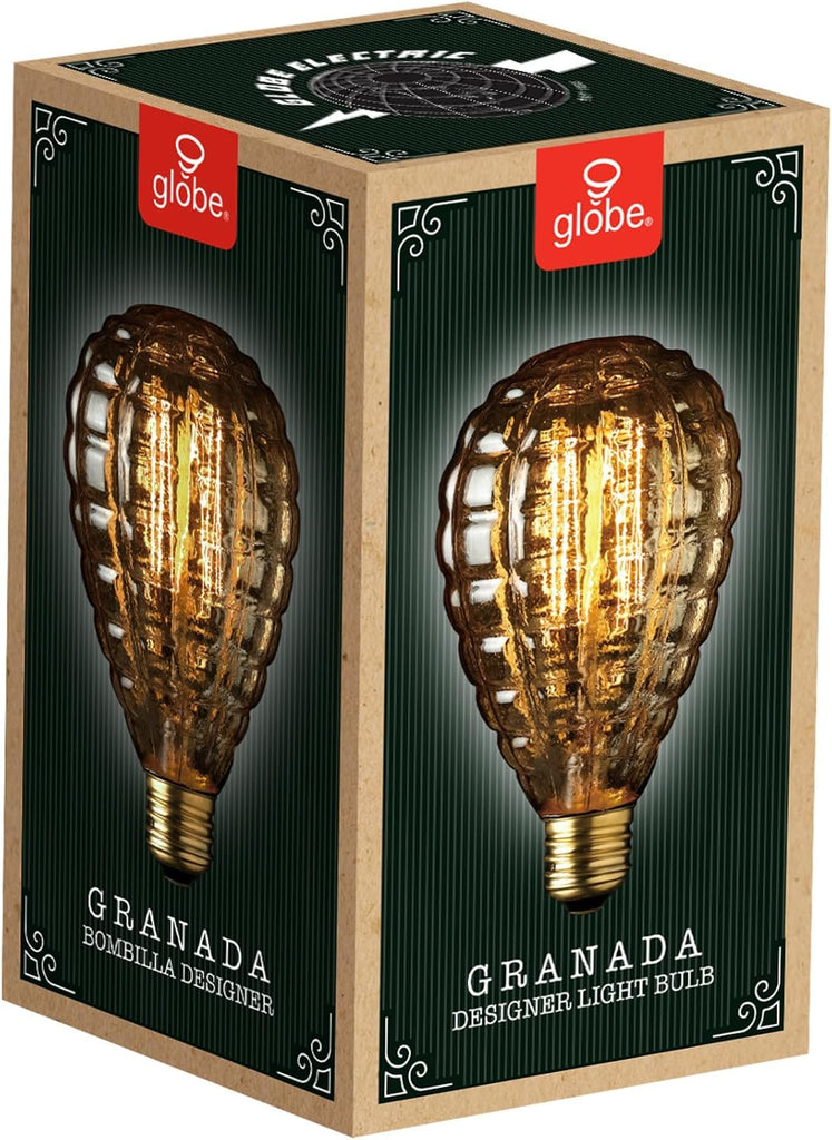 40W Designer Vintage Edison Bulb, Amber Glass, E26 Medium Base, 2700K Soft White, Dimmable Decorative Light Bulb