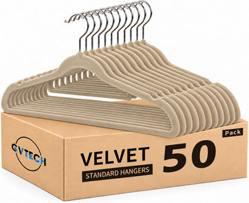 Premium Velvet Hangers, [50 Pack] Non Slip and Heavy Duty Velvet Suit Hangers (45cm) with Tie Bar, 360° Swivel Hooks