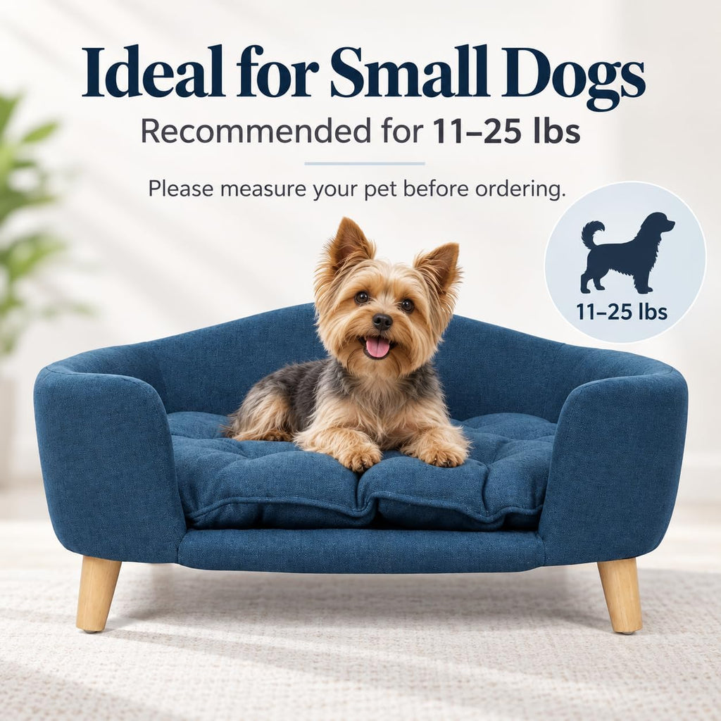Elevated Dog Bed for Small & Medium Dogs, Navy Blue