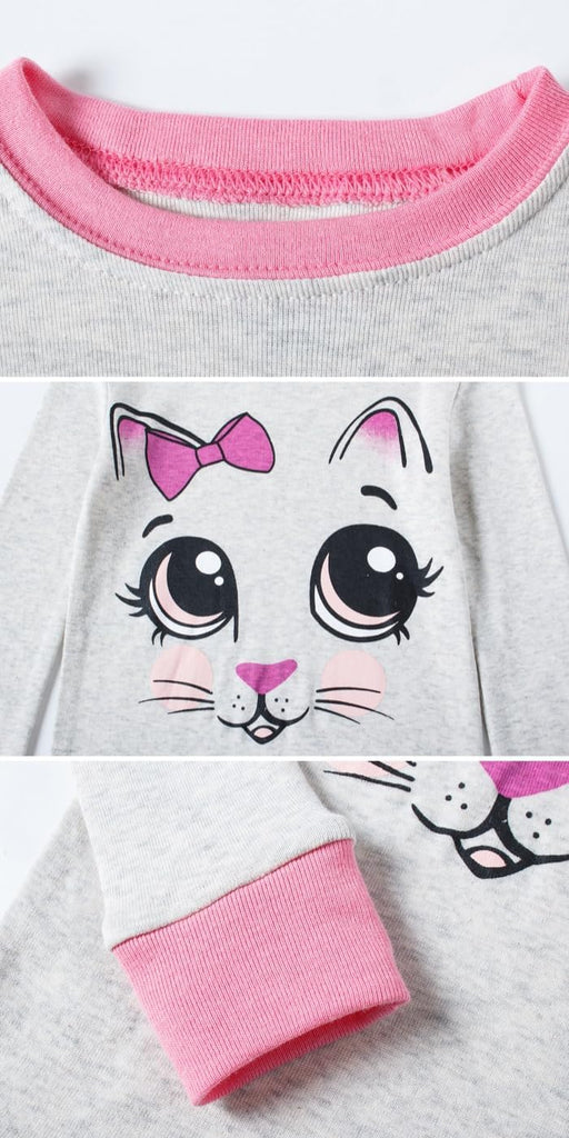 Piece Girls Pajamas Cotton Long Sleeve Toddler Pjs Kids Sleep