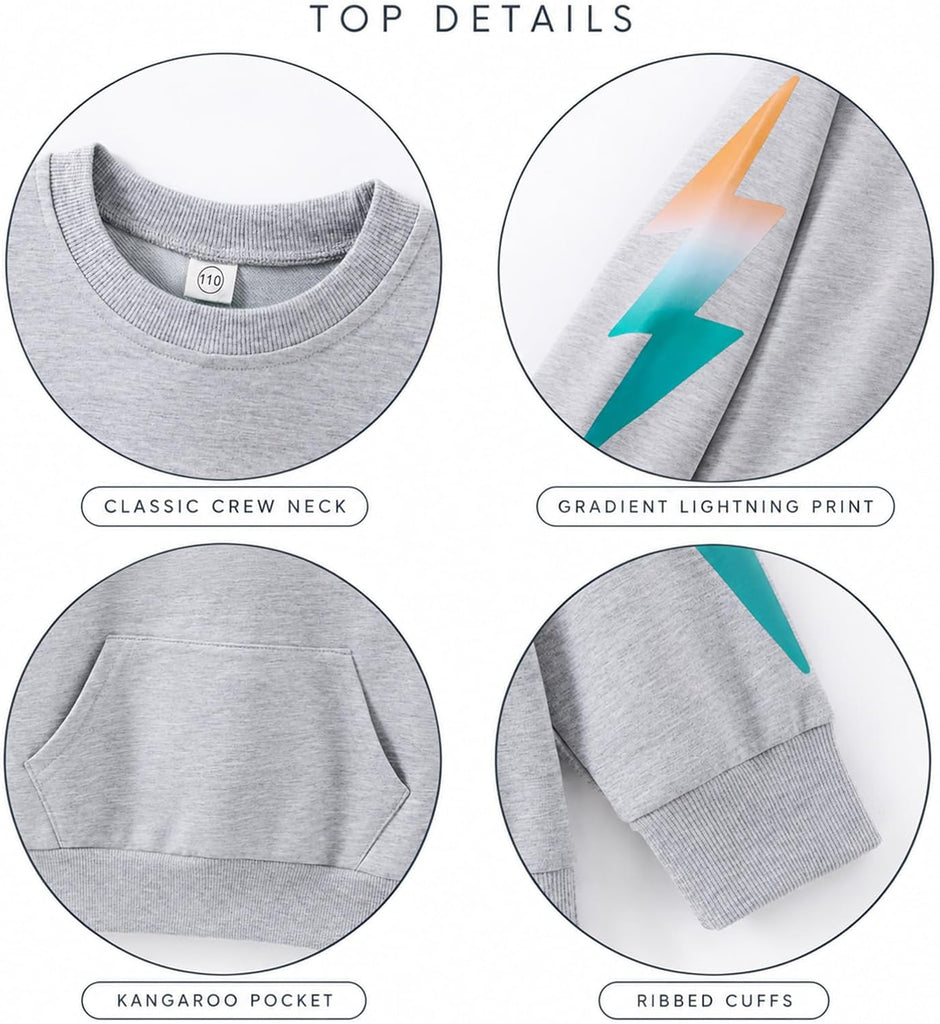 Toddler Boys Fall Winter Sweatshirt and Jogger Pants Set