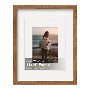 11x14 Picture Frame Solid Wood Teak Photo Frame Matted 5x7 / 8x10