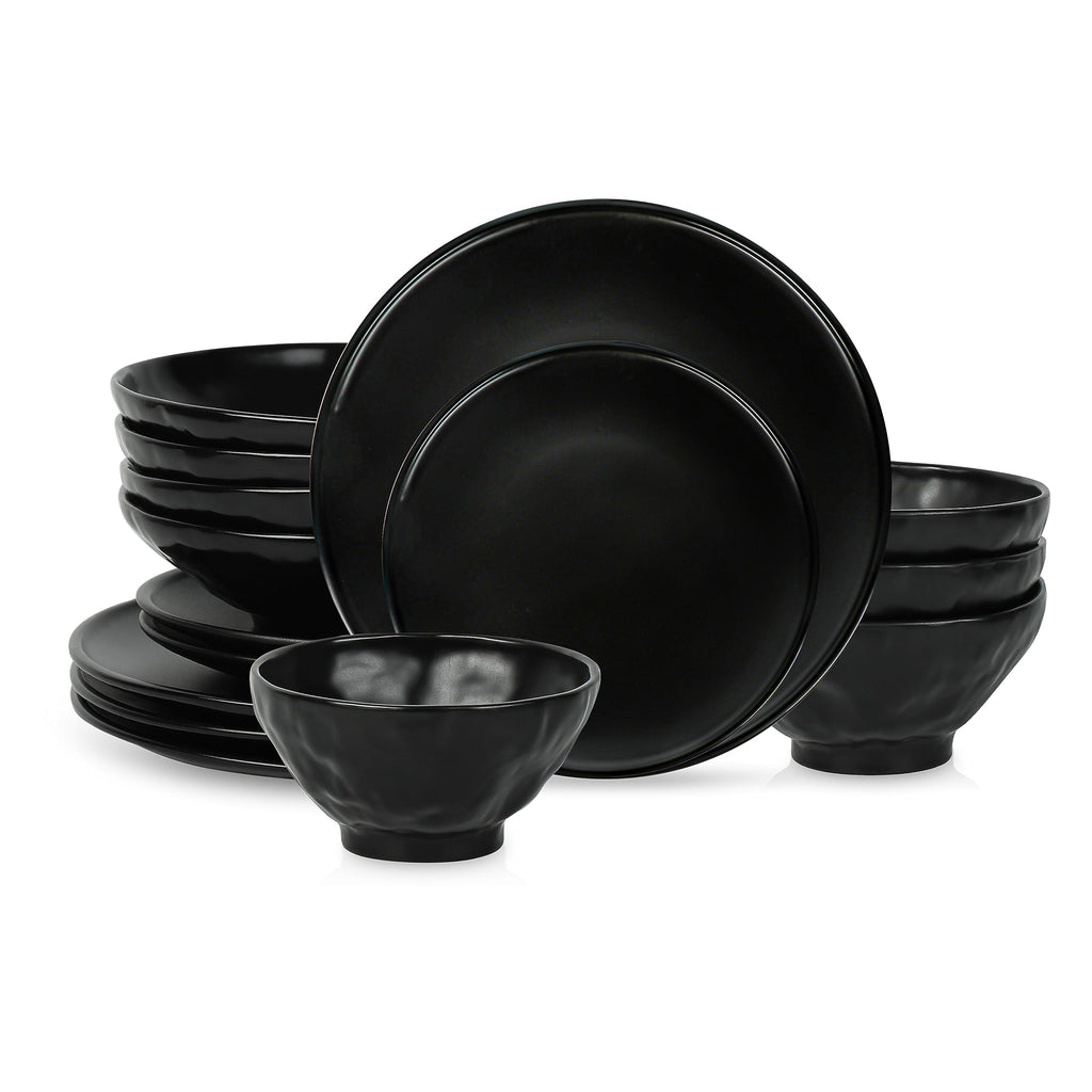 16-Piece Dinnerware Set Stoneware, Black
