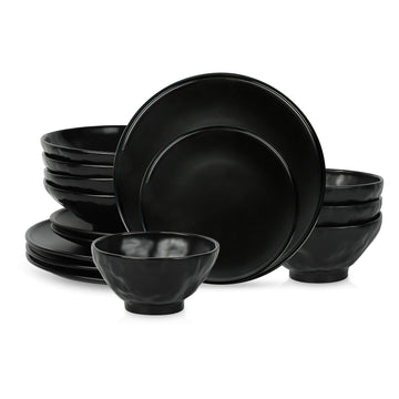 16-Piece Dinnerware Set Stoneware, Black