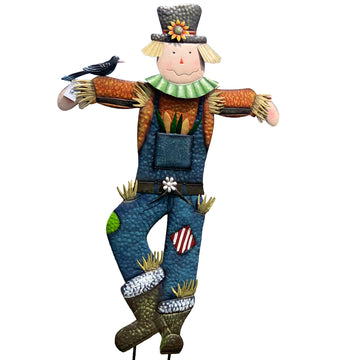 71" x 50" Metal Scarecrow Yard Decoration - Fall Decorations Outdoor, Metal Scarecrow Garden Stake for Fall Harvest
